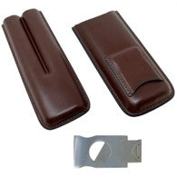 Leather 2 Cigar Case with Cutter