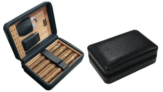 Leather Travel Humidor Case with Cutter and Lighter